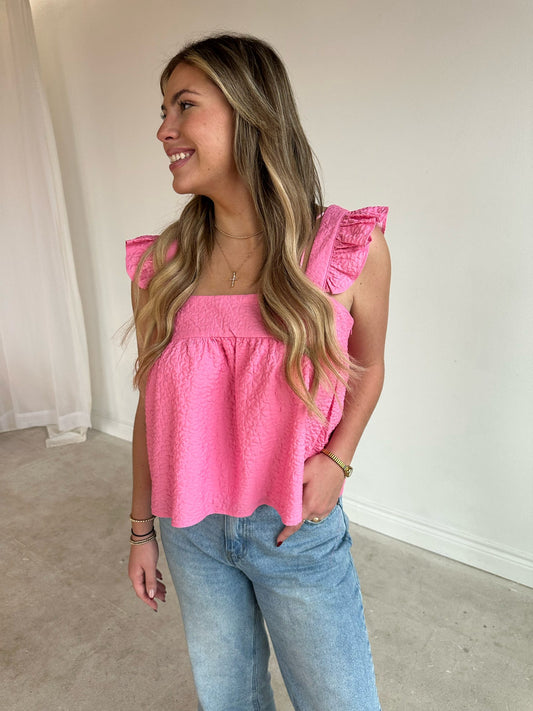 Square Neckline Barbie Pink Top