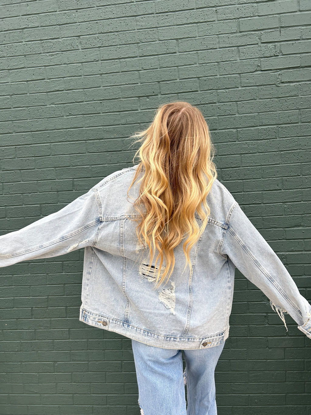 Oversize Wash Ripped Denim Jacket
