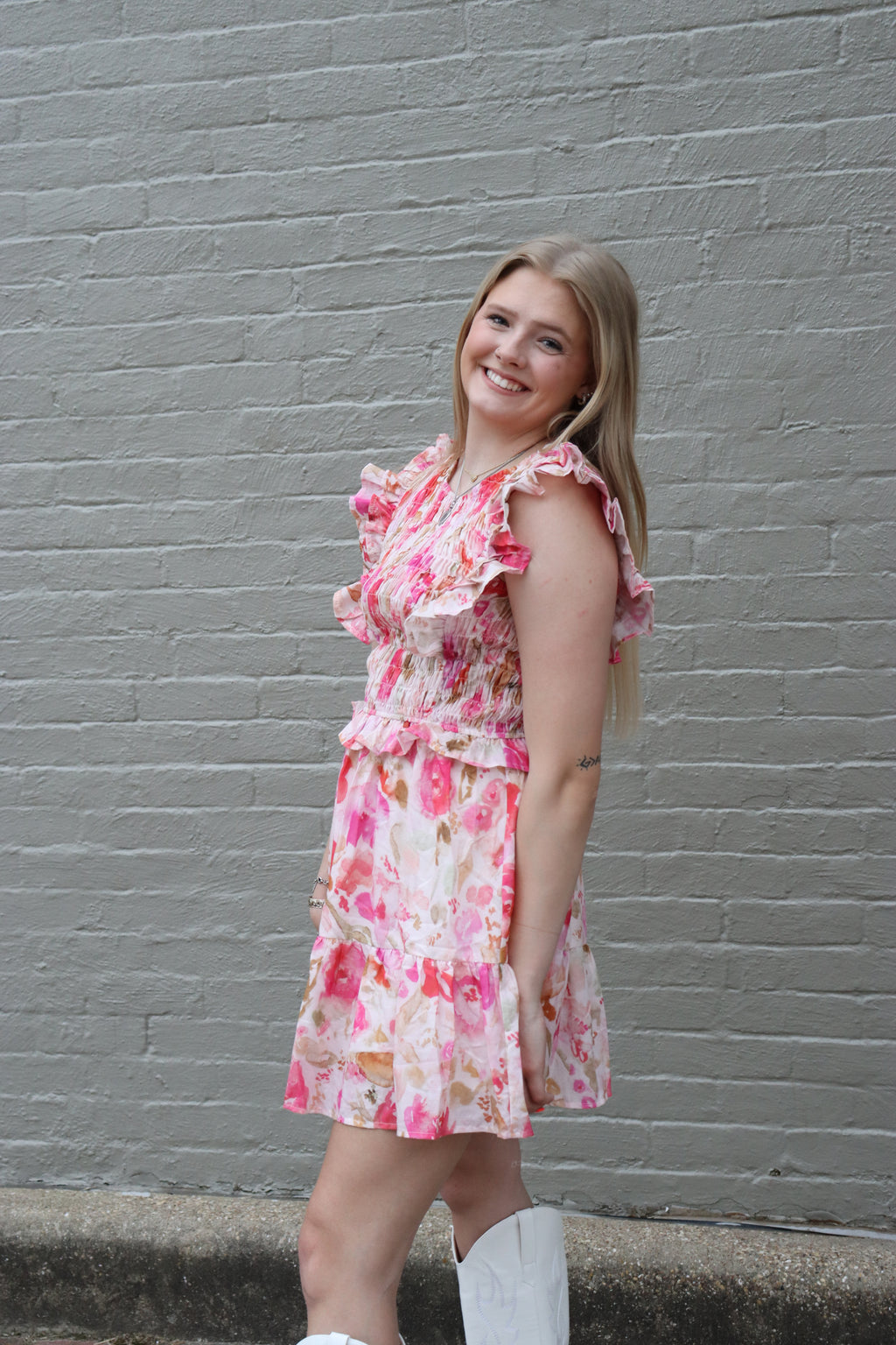 Smocked Floral Dress