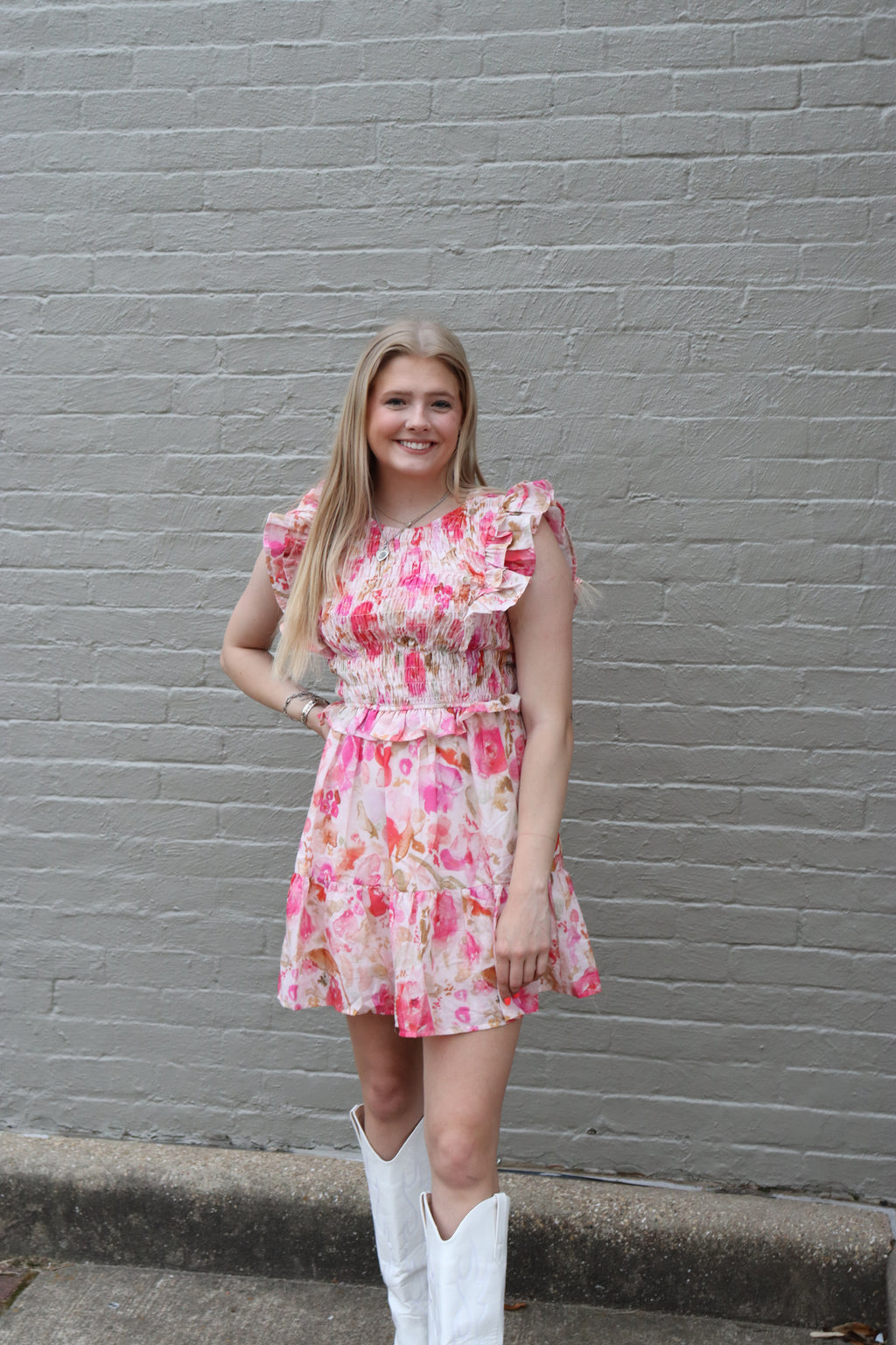 Smocked Floral Dress